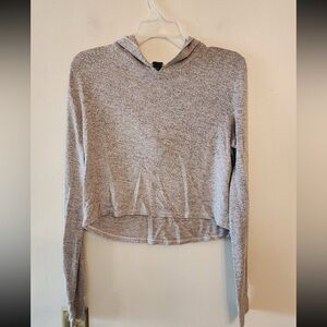 Prince and fox hooded Grey cropped long sleeve shirt Size womens medium